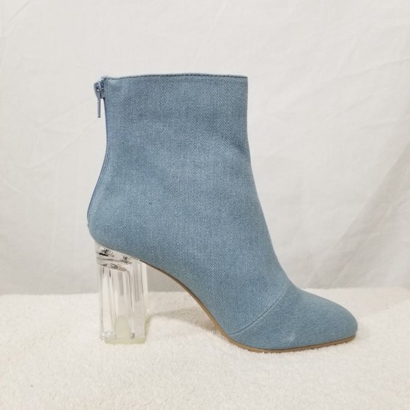 Forever 21 blue clear heal boots with zippers - Picture 2 of 10